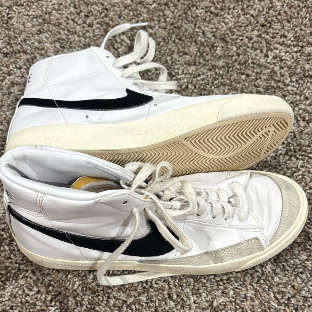 Nike White and Black High-Top Sneakers